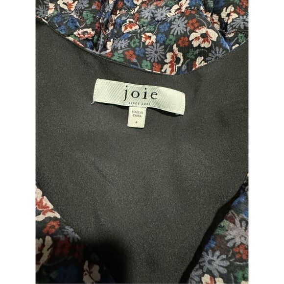 Joie 100% silk Adanson mini dress floral print ruffle sheer  long sleeve 4 - Picture 10 of 12
